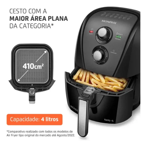 Fritadeira sem óleo air fryer 4L Mondial: Crocância Sem Óleo