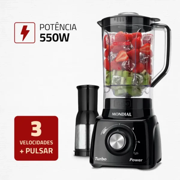 Liquidificador Mondial 550W Turbo: Potência e Praticidade