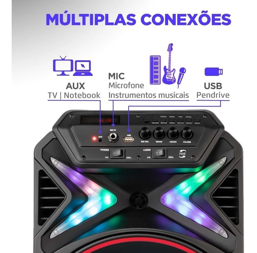 Caixa Amplificada Connect Lights Cm-400 Mondial Cor Preto - Imagem 2