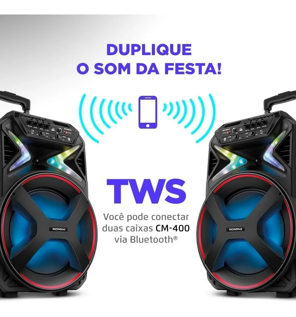 Caixa Amplificada Connect Lights Cm-400 Mondial Cor Preto - Imagem 3