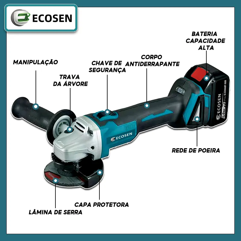 Esmerilhadeira Angular Ecosen 20V Sem Fio - Imagem 4